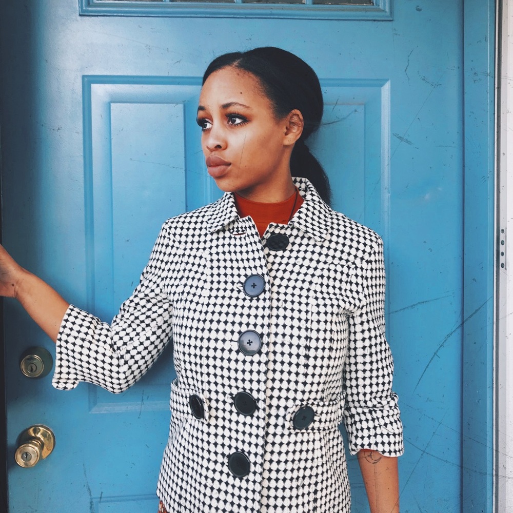 60’s Black White Mod Pea Coat Banana Republic - Picture 1 of 2